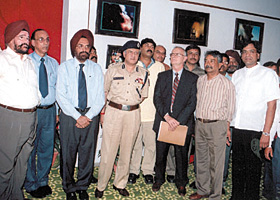 Dr K.K. Paul, Commissioner of Police, Dr Michael Anderson, Minister Counsellor Public Affairs, US Embassy, and Deepak Mishra, Jt. Commissioner of Police, during the inauguration of the exhibition in the Capital. 