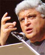 Javed Akhtar at Tagore Theatre in Chandigarh where he recited his poetry on Saturday evening