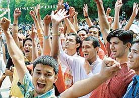 Students protest against the decision of holding of indirect elections to the students council in Chandigarh colleges