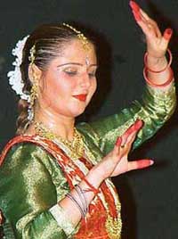 Isabelle Anna, French kathak dancer, performs at a function organised by the Alliance Francaise and the Pracheen Kala Kendra at Bal Bhavan, Sector 23