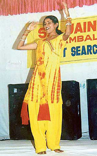 A talent search competition being held at S. A. Jain College, Ambala City, on Saturday.