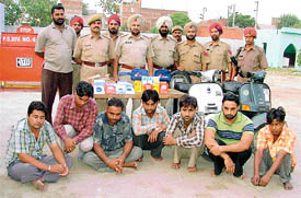 Members of a gang of thieves who were arrested by the Division No. 6 police