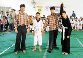 Kunal Trehan  being declared winner in the 28-30 kg category in the 14th North India Martial Art Competition