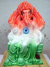 This Tricolour Ganesha, sitting in a Hubli Studio, awaits installation