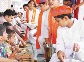 A langar in progress at the Gurukul in Sector 20 of Panchkula