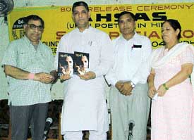 Mr Rakesh Pandey, Punjab State Minister for Science and Technology, releases Ahsas, a book of poems by Sagar Alalkoti
