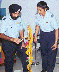 Air Officer Commanding 3 BRD, Air Cmde S P S Virk, inaugurates Hindi fortnight at Air Force Station in Chandigarh on Tuesday.