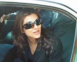 Sushmita Sen speaks to journalists at the Chandigarh airport on Tuesday, on her way to Shimla. 