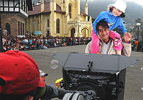 Actor Ajay Devgan shoots for Harry Bawejas film Pyaar, in Shimla on Tuesday.