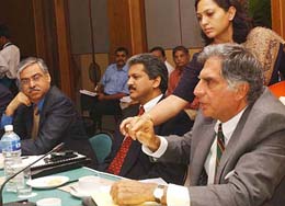 Chairman of Tata Sons Ratan Tata addresses a meeting of the National Hydrogen Energy Board (NHEB) in New Delhi on Wednesday.