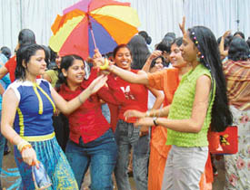 NIFD students perform rain dance at a fresher party held at City Club, Chandigarh on Wednesday
