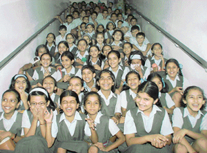 Students of Stepping Stone School, Sector 38, during their visit to The Tribune office in Chandigarh on Thursday.