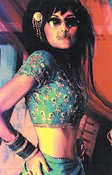 A model displays a creation of Shantnu Goenka's collection