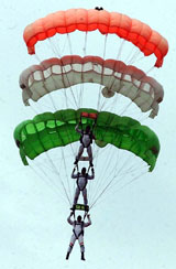 Paratroopers showing their skill