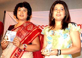 Bangladeshi writer Taslima Nasreen along with singer Aahir Bhowmik releasing the Bengali songs album