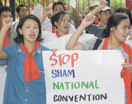 Activists of Burmese pro-democracy groups at Jantar Mantar in the Capital 