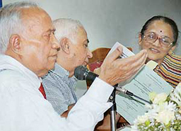 Dr A.N. Gupta, Dr N.N. Wig (centre) and Dr Jayshree at the Dr P.K. Devi memorial lecture at the GMCH in Sector 32, Chandigarh, on Sunday.