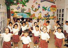Students of Strawberry Fields create notes of harmony on the opening day of their musical week in Sector 24, Chandigarh, on Monday.