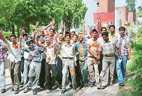 Election campaigning at its peak: Students of Government College, Sector 11, take out a rally on the college premises