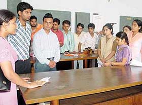 ABVP vice-presidential candidate addresses students