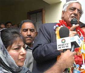 Jammu and Kashmir Chief Minister Mufti Mohammad Sayeed talks to reporters minutes after an attack at the Deputy Commissioners office in Anantnag on Wednesday. 