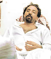 Terrorist Gursewak Singh, alias Babla, in police custody at the CIA office, Jagraon, on Wednesday.