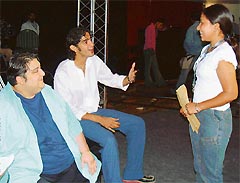 Adnan Sami and Channel V Veejay Gaurav at the audition for Channel Vs Super Singer hunt in Chandigarh on Thursday.
