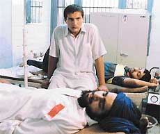 GNDEC students Akaljot Singh and Vikram Singh in Civil Hospital, Ludhiana, after their condition deteriorated due to fasting, on Thursday.