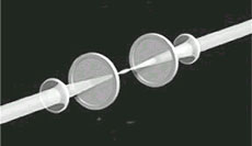 In a step toward making an ultracold Fermi gas, a laser beam traps a microscopic cloud of atoms (centre) at its focus. Such a trapping beam can be intense enough to cut steel.