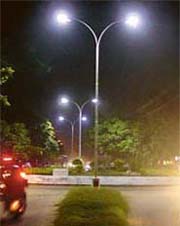 A roundabout in Sector 22 is all lit up