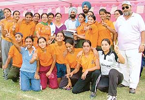 Jubilant players of Government College Club, who won the title in the senior section of the Ludhiana District Ranjodh Kaur Grewal Memorial Hockey Tournament