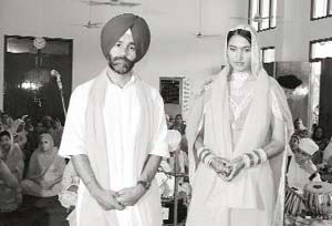 Ranjit Singh, who is serving life term in the Makens murder case, and Sarbjot Kaur after their marriage at a Ludhiana gurdwara. 