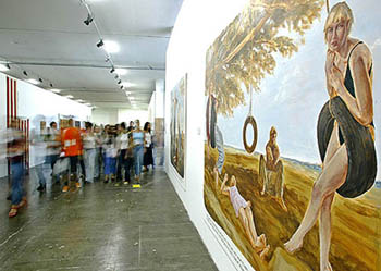 Paintings are on view at the 26th Sao Paulo Biennial Art Show