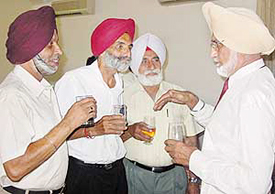 Retired Parachute Regiment and Special Forces officers at a get-together organised at the Defence Services Officers Institute in Chandigarh on Sunday.