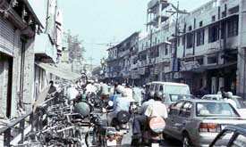 A scene of traffic jam on a busy Ludhiana road