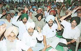 Members of Government Teachers Union, Punjab, protest in support of their demands in Sector 17, Chandigarh, on Tuesday.
