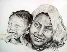 A pencil drawing of Amar Kumar.