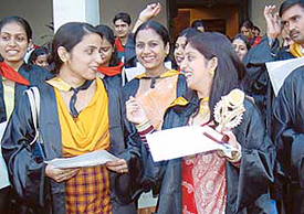 Students with their degrees after the annual convocation at Government College of Education