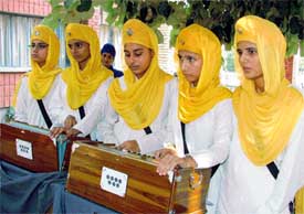 Students of Baba Isher Singh School rehearse for shabad gayan competition in Ludhiana
