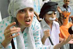 Students of Sanjay Public School, Sector 44, at a story telling session in Chandigarh