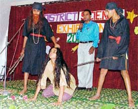Student present a play at Baba Isher Singh School in Ludhiana