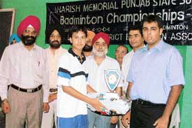 Raj Kumar, who won two titles in the Punjab State Sub-Junior Harish Cander Memorial Badminton Tournament 