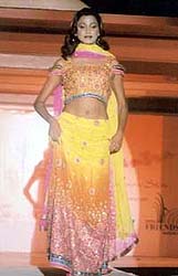 Models walk the ramp during a fashion show in Ludhiana on Sunday