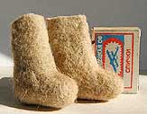Felt boots, known as a valenki, are pictured next to a matchbox at a factory office in Kazakhstan town of Semipalatinsk. The factory also produced the biggest valenok in the world of size 106, 178 cm tall and 16.5 kg. 