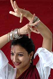 A NSS volunteer of GCG-11 presents a dance item during the valedictory function of NSS camp at their college 