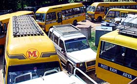 Buses impounded at traffic police lines, Sector 29, Chandigarh.