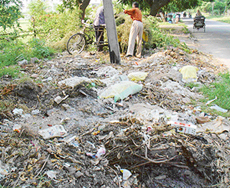 Garbage litters the ground near the Sector 20 mosque in Chandigarh.