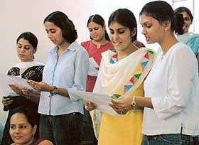 Representatives of various departments take oath at the Panjab University Campus Student Councils oath ceremony at English auditorium