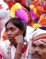 A tribal woman from Chattisgarh attends the Golden Jubilee celebration of All India Tribes Welfare Ashram