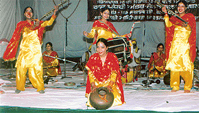 Artistes perform at a state-level function in Amritsar recently